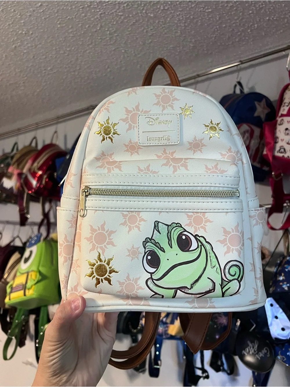 Loungefly Tangled Pascal Mini Backpack - White, Pink, Green, Gold